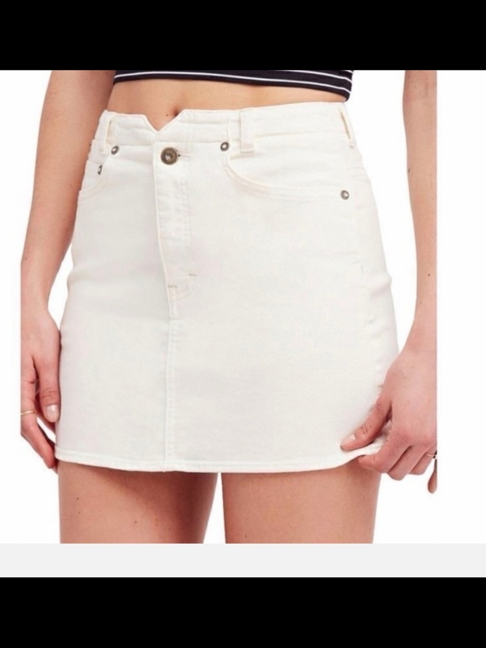 We The Free White Denim Mini Skirt - Clean High-Rise Style